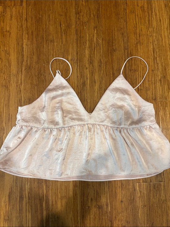 Aritzia Tops - Aritzia Blush Satin Peplum Cami